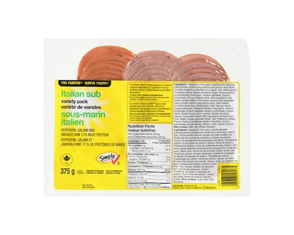 No Name Italian Sub Variety Pack Sliced - 375.0 G