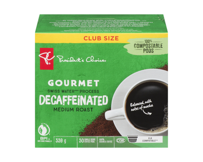le Choix du Président Cartouches individuelles de café décaféiné à la méthode Swiss Water torréfaction moyenne à Gourmet - 30.0 EA