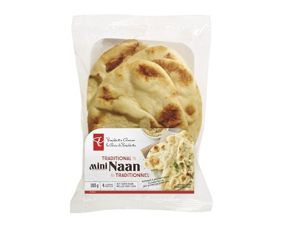 le Choix du Président Mini Pains Plats Traditionnels Naan, 4 Pains Plats - 180.0 G