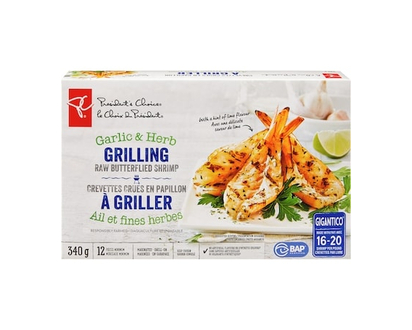 President's Choice Garlic and Herb Grilling Raw Butterflied Shrimp - 340.0 G