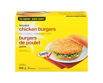 No Name Fully Cooked, Breaded Chicken Burgers - 908.0 G