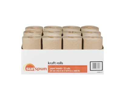 Sunspun Kraft Rolls Paper Towels, 12 Rolls - 1.0 EA