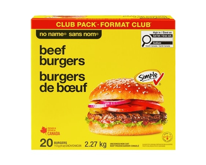 No Name Burger C/Pack 20'S 5Lb, Club Pack - 2.27 KG
