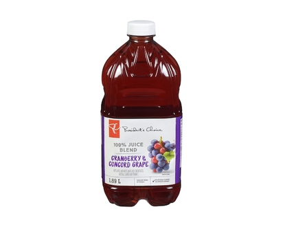le Choix du Président Mélange de jus à 100 %, canneberge et raisin concord - 1.89 L
