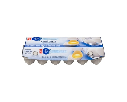 PC Blue Menu Eggs Oméga-3 Large Size White - 12.0 EA