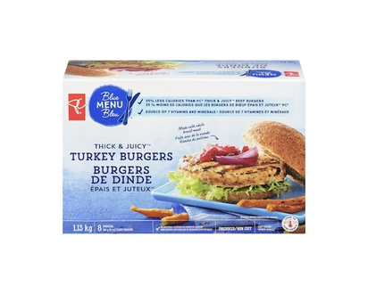 PC Menu Bleu Burgers de dinde épais et juteux Menu bleu - 1.13 KG