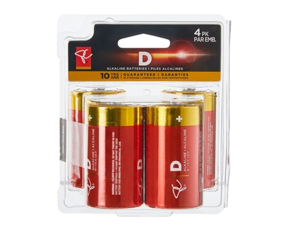 President's Choice Long Life Alkaline Batteries D 4-Pack - 4 EA
