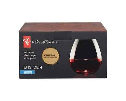 President's Choice Stemless Red Wine Glasses - 4 Glasses - 1.0 EA