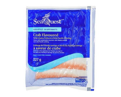 SeaQuest Goberge de l’Alaska sauvage et merlu du Pacifique sauvage à saveur de crabe en bâtonnets - 227.0 G