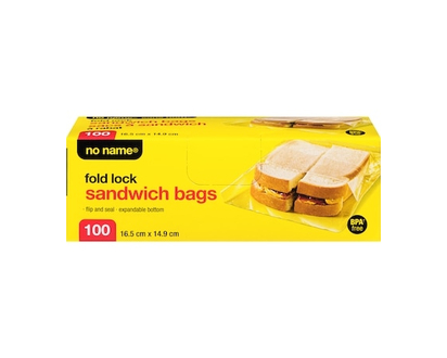 No Name Fold Lock Sandwich Bags - 100.0 EA
