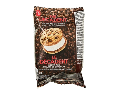le Choix du Président Sandwichs à la crème glacée à la vanille et biscuits aux brisures de chocolat le Décadent - 100.0 ML