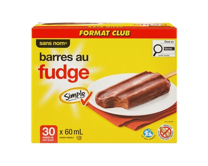 Sans Nom Barres de lait glacé au fudge, format club - 60.0 ML