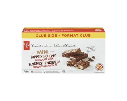 Mini barres granola tendres et enrobées aux brisures de chocolat, format club - 745.0 G
