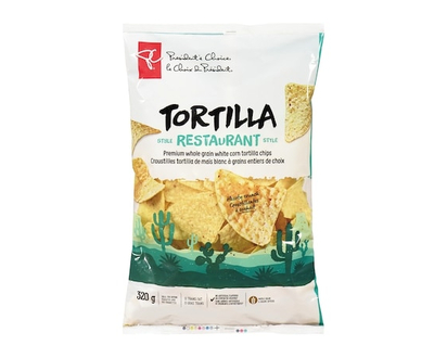 President's Choice Croustilles tortilla de maïs blanc style restaurant - 320 G