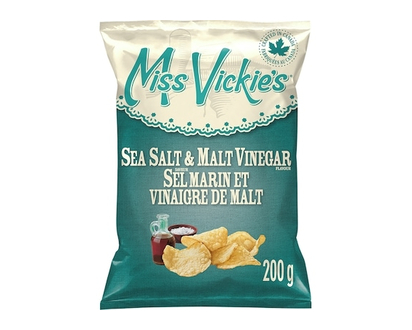 Miss Vickies Sea Salt & Malt Vinegar flavour kettle cooked potato chips 200g - 200.0 G