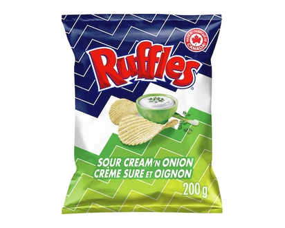 Ruffles Croustilles Saveur Crème sure et oignon - 200 G