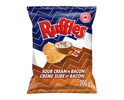 Ruffles Sour Cream 'n Bacon Flavoured Potato Chips - 200 G