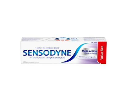 Sensodyne Toothpaste, Multi Action toothpaste for sensitive teeth, Whitening, VALUE size - 135.0 ML
