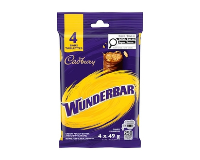 Cadbury WUNDERBAR Chocolatey Candy Bars, Bulk Chocolatey Candy, Sweet Treat, Multipack 4 pack - 196.0 G