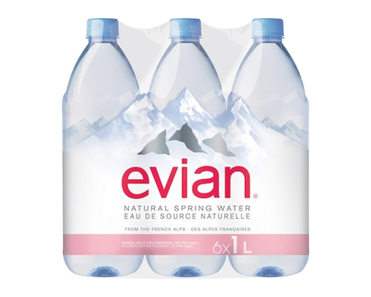 Evian Spring Water, Bottle 6 Pack - 1.0 L