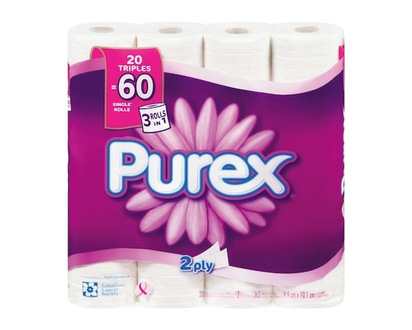 Purex Bathroom Tissue, Soft & Thick Toilet Paper, 20 Double Rolls = 60 Single Rolls - 20.0 EA