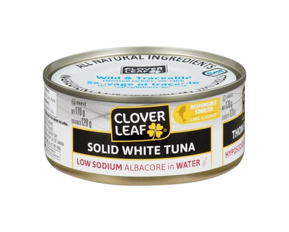 Clover Leaf Thon germon blanc entier faible en sel dans l’eau - 170 G