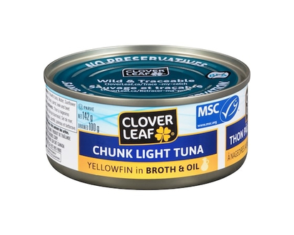 Clover Leaf Chunk Light Tuna, Yellowfin in Broth & Oil - 142.0 G