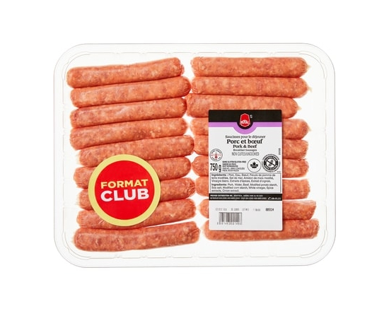 Royal Saucisses pour le déjeuner porc et bœuf, format club - 750.0 G