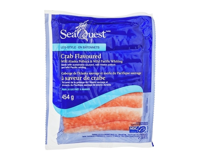 SeaQuest Goberge de l’Alaska sauvage et merlu du Pacifique sauvage à saveur de crabe en bâtonnets - 454.0 G