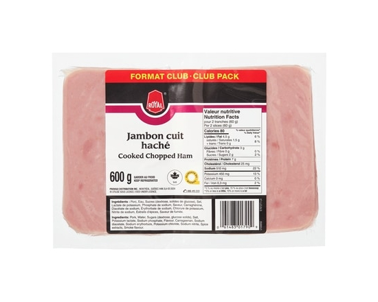 Royal Jambon cuit haché en tranches, format club - 600.0 G