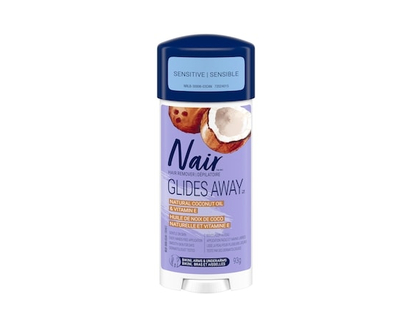 Nair Glides Away Sensitive Formula Hair Remover for Bikini, Arms and Underarms with 100% Natural Coconut Oil plus Vitamin E - 93 G