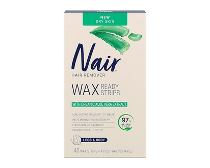 Nair Wax Ready Strips for Dry Skin with Organi Aloe Vera Extract - 40 EA