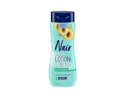 Nair 3-in-1 Hair Removal Lotion for Sensitive Skin with Sunflower Seed Oil and Green Tea Extract, 233 mL - 233 ML