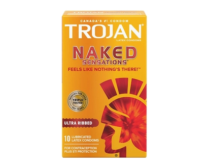 Trojan Naked Sensations Ultra Ribbed Lubricated Condoms - 10.0 EA
