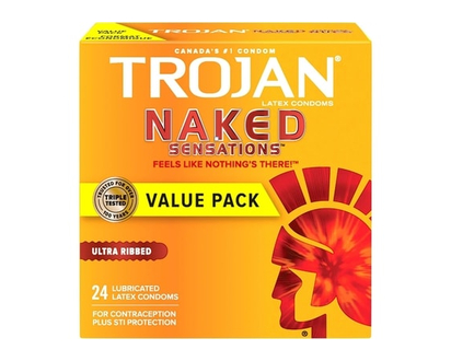 Trojan Naked Sensations Ultra Ribbed Lubricated Condoms - 24.0 EA