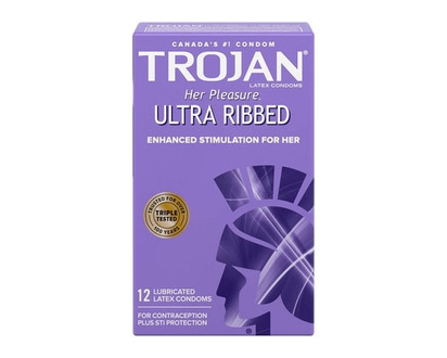 Trojan Her Pleasure Ultra Ribbed Lubricated Condoms - 12 EA