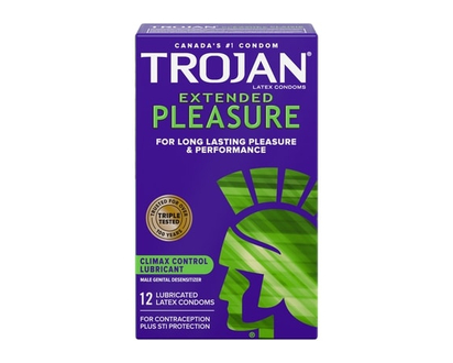 Trojan Extended Pleasure Condoms With Climax Control Lubricant - 12.0 EA