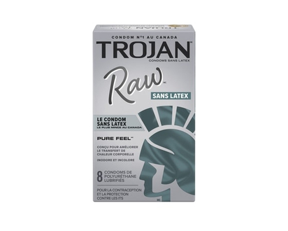Trojan Raw Non-Latex Lubricated Pure Feel Condoms, Canada’s Thinnest Non-Latex Condom 8 ct - 8 EA