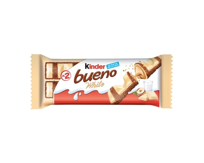 Kinder BUENO White Chocolate and Hazelnut Cream Candy Bars, Single Pack contains 2 Individually Wrapped Bars - 39.0 G
