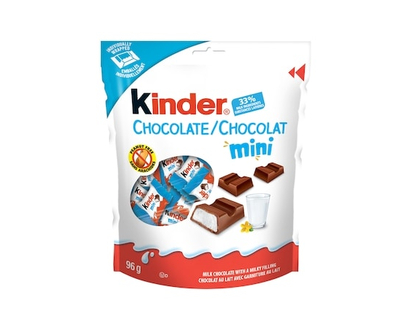Kinder CHOCOLATE/CHOCOLAT MINI, Milk Chocolate Candy bar with a Milky Filling, 16 Individually Wrapped Milk Chocolates per Bag - 96.0 G