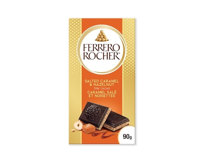 FERRERO ROCHER Premium Chocolate Bar, Dark Hazelnut & Salted Caramel Bar - 90.0 G