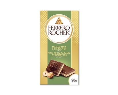 FERRERO ROCHER Premium Chocolate Bar, Macadamia and Hazelnut Milk Chocolate - 90.0 G