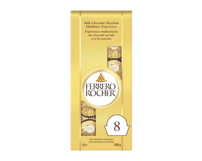 FERRERO ROCHER Fine Hazelnut Milk Chocolate Bag, 8 Individually Wrapped Chocolates - 100.0 G