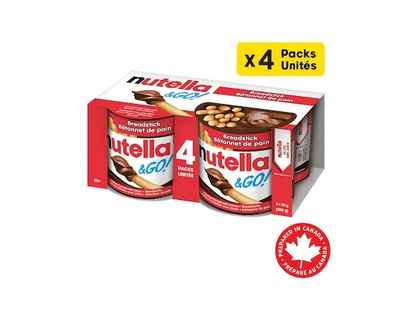 Nutella and Go! Hazelnut And Cocoa Spread With Breadsticks, Snack Packs,, Perfect Bulk Snacks for Kids, Pack of 4 - 208.0 G
