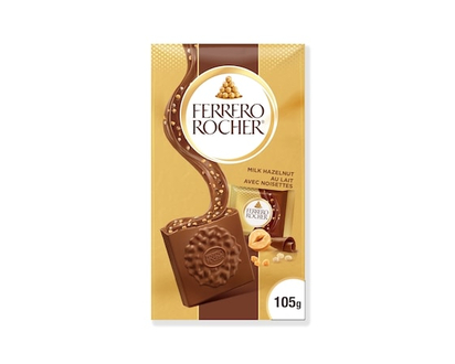 FERRERO ROCHER Premium Hazelnut Milk chocolate squares, 10 Individually Wrapped Chocolates - 105.0 G