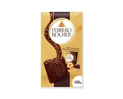 FERRERO ROCHER Premium Hazelnut Dark chocolate squares, 10 Individually Wrapped Chocolates - 105.0 G