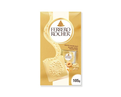 FERRERO ROCHER Premium Hazelnut White chocolate squares, 10 Individually Wrapped Chocolates - 105.0 G