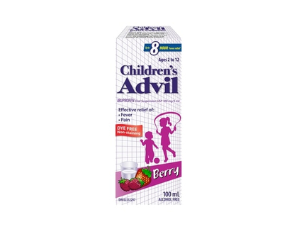 Advil Fever and Pain Relief Ibuprofen Oral Suspension, Dye Free, Berry - 100.0 ML