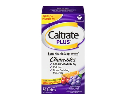 Caltrate Bone Health Supplement Chewables Cherry, Orange & Fruit Punch - 50.0 EA