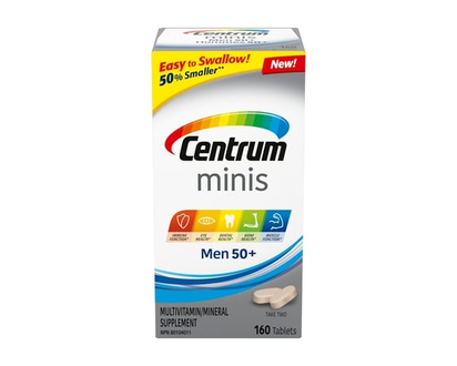 Centrum Vitamins, Men 50+ Multivitamin and Multimineral Supplement, Mini Tablets, 160 Count - 160.0 EA